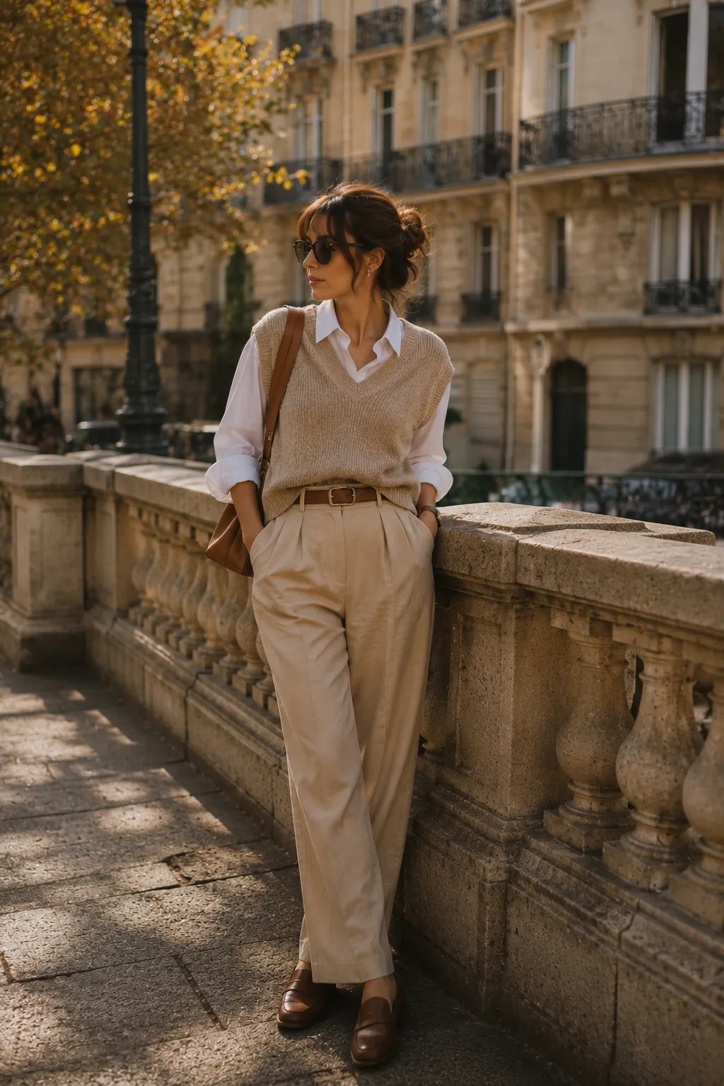Autumn look — Layered knit vest