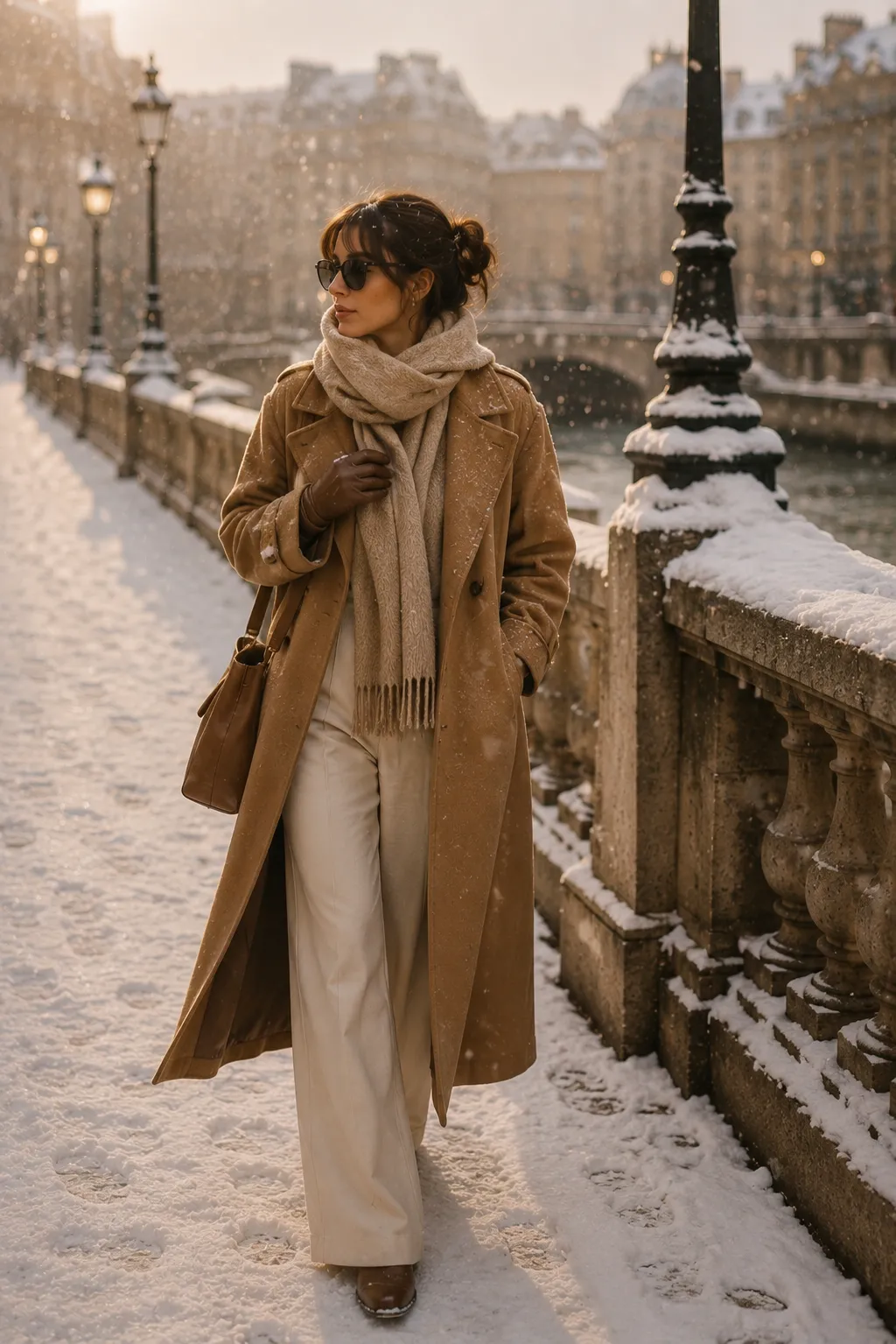 Winter look — Long camel coat